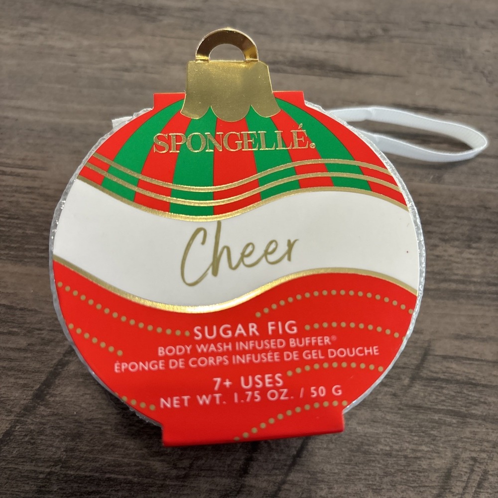 Spongelle Holiday Ornament Infused Bath Sponge Sugar fig 1.75